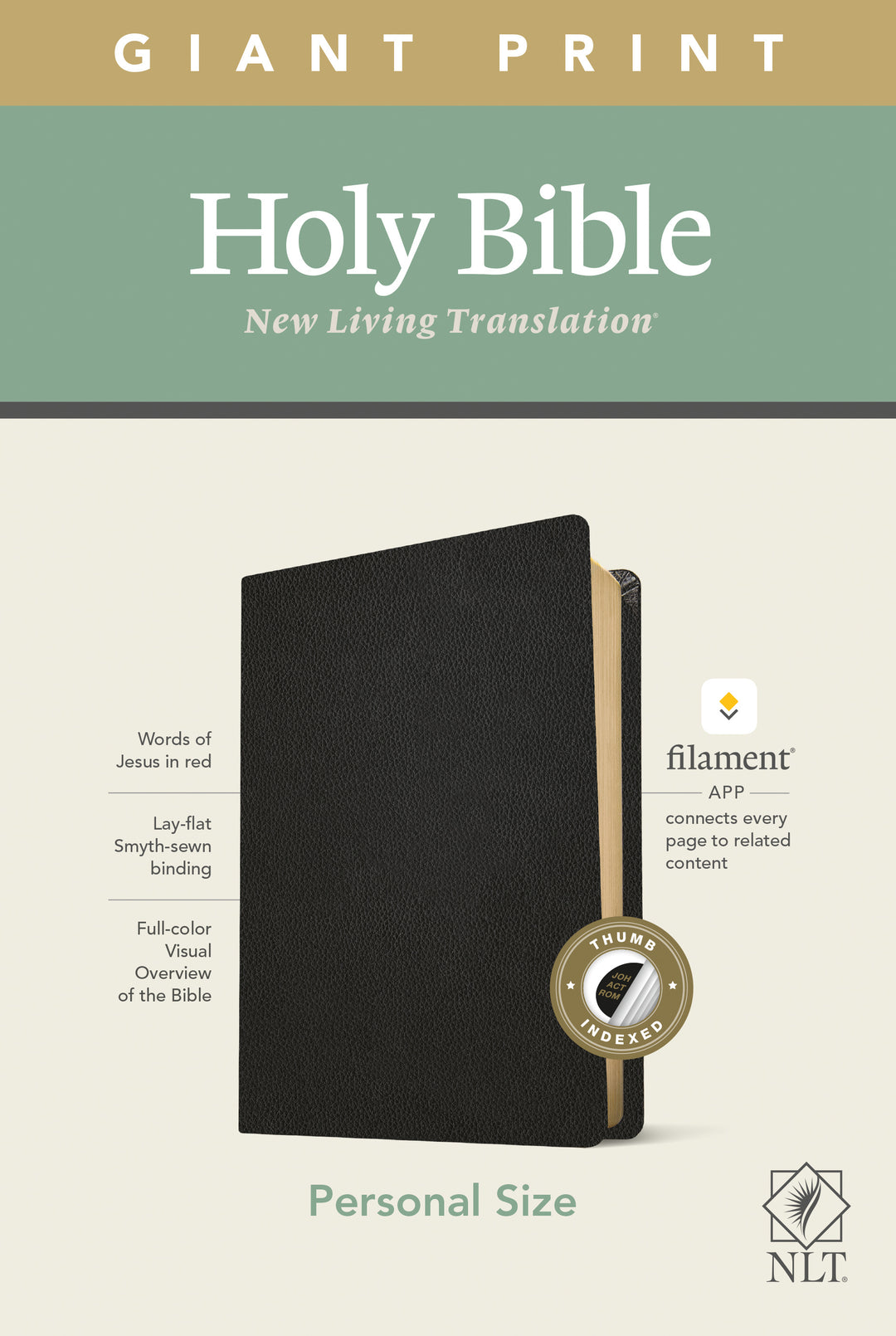 NLT Personal Size Giant Print Bible, Filament Edition, Black