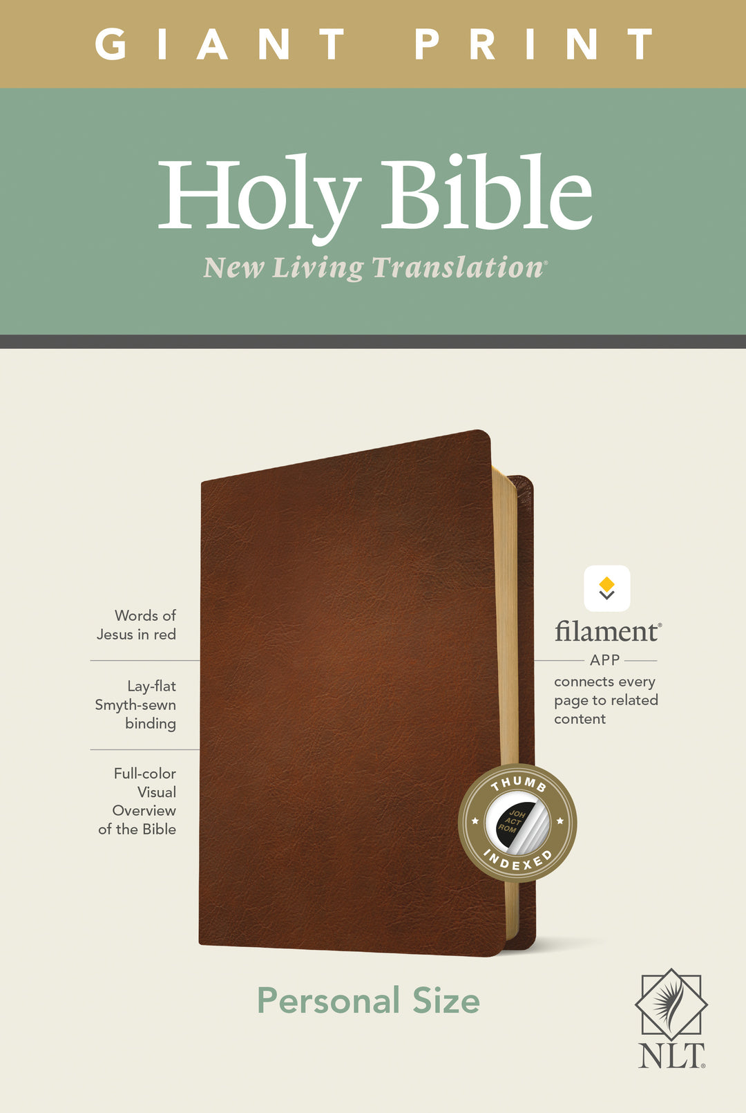 NLT Personal Size Giant Print Bible, Filament Edition, Brown