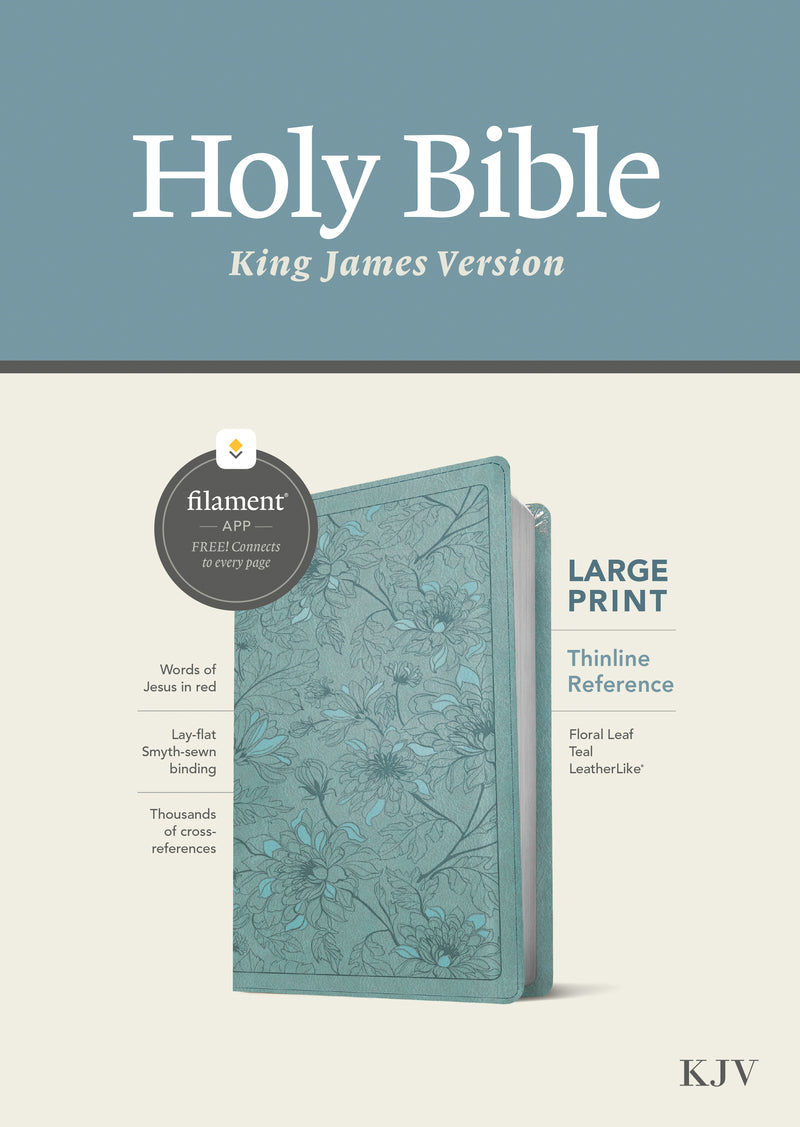 KJV Large Print Thinline Reference Bible, Filament Enabled Edition (Red Letter, Leatherlike, Floral Leaf Teal)