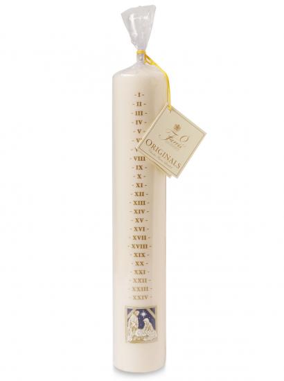 White Dated Advent Candle, Nativity Design (Individual)