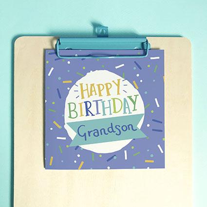 Happy Birthday Grandson Greeting Card & Envelope - Re-vived